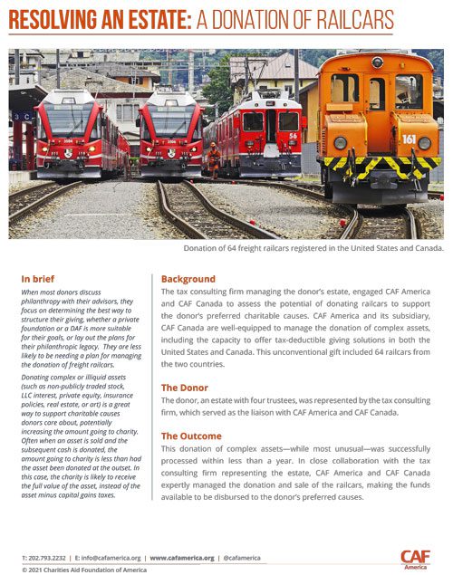 Resolving an Estate: A Donation of Railcars