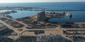 Effects of port explosion in Beirut city buildings and historical houses